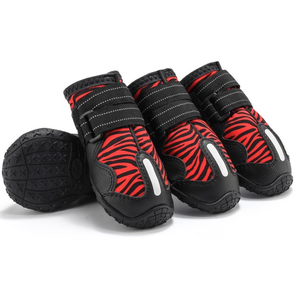 Waterproof Dog Boots, BESUNTEK Non-Slip Durable Dog Shoes, Adjustable Paw