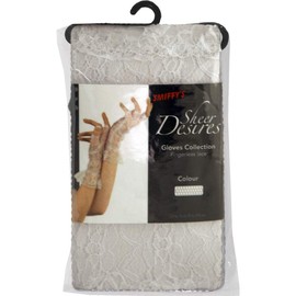 Smiffys Fingerless Lace Gloves, White , Fever Gloves Fancy Dress, Fever Dress Up Accessories