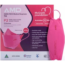 AMD Face Mask - Pink Mask AMD NANO-TECH P2 (N95) Particulate Respirator T4 Earloop with Four Layers 50 Pack - Pink