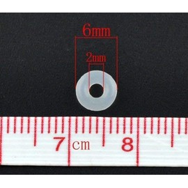 GBSTORE 100 Pcs Stop Beads Inserts Silicone Rubber Donut Spacers Compatible for Use Alone or with Clip Lock Spacer Charm,2mm by 6mm