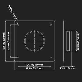 Duct Connector Flange - 8 Inch Ducting - Galvanized Steel - Straight or Flex Pipe Flange for Heating, Cooling, Air Ventilation Systems