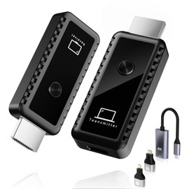 Wireless HDMI Transmitter and Receiver 4K, 2.4/5GHz 1080P Portable Wireless HDMI Extender Kit Adapter for Streaming Video and Audio to Monitor from PC/TV Box/Projector, 100ft Dual Band Smart Handovers