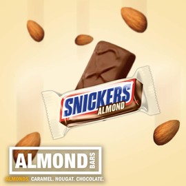 SNICKERS Fun Size Almond Milk Chocolate Candy Bars Bulk Pack, 10.23 oz Bag