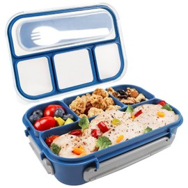 DERDOUT Bento Lunch Box Adult Lunch Box, Lunch Box Kids, Lunch Containers for Adults/Kids/Students,1300ML-4 Compartment Bento Lunch Box (Blue)
