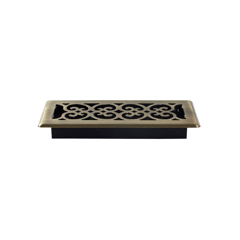 Decor Grates SPH410-A Scroll Design Floor Register, 4x10, Antique Brass