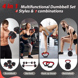 Webliew Adjustable Dumbbells set - 20/30/70/90 lbs Weights Dumbell Sets,10 lbs Dumbbells Set of 2,Adjustable Barebells Kettlebells Set,Weights for women at home,Home Fitness Kit
