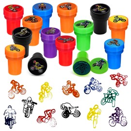24 Pcs Dirt Bike Party Stampers,Motocross Birthday Party Supplies,Cross Country Motorcycle Extreme Sports Party Favors, Classroom Rewards Carnival Prizes, Racing Party Goodie Bag Pinata Fillers