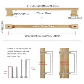 TUNNY 5 Pack Champagne Bronze 12.6Inch(320mm) Hole Centers Kitchen Cabinet Handles, Cabinet Pulls for Cupboard Drawer Handles Batroom