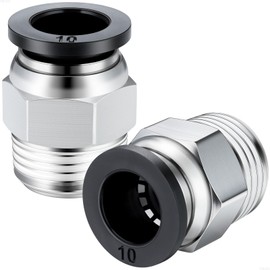 VIILOCK Pneumatic Push to Connect Tube Fitting, Male Straight 10mm Tube OD x 3/8”NPT Thread Air Line Fittings PC10-N3 (Pack of 10)