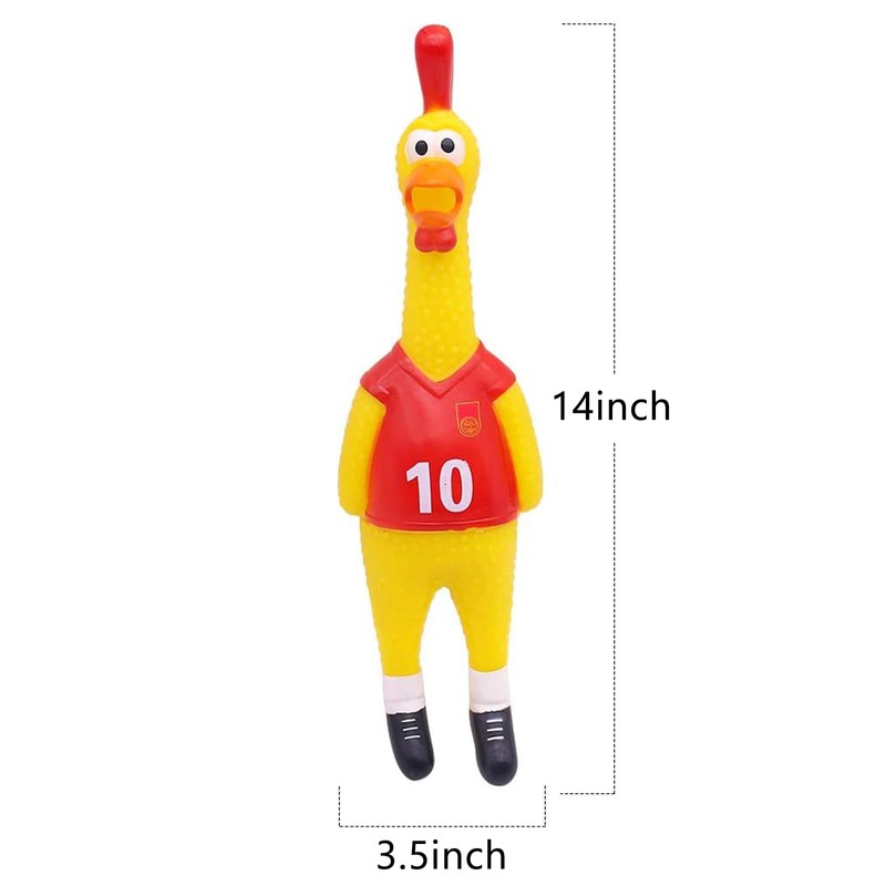 POPLAY 14inch Rubber Chicken Grade Latex Squeeze Chicken Prank Novelty