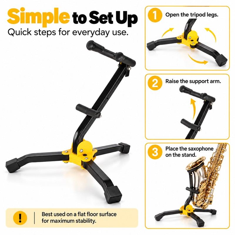 Foldable Alto Saxophone Stand for Practice and Storage – Portable
