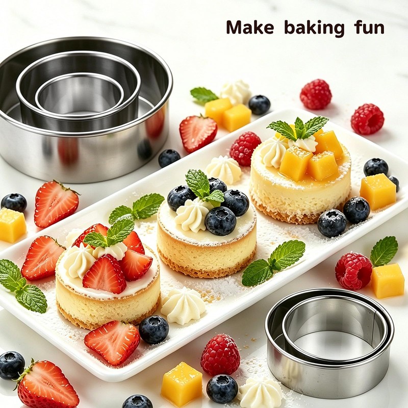 5 Pcs Round Cookie Cutter Set, Stainless Steel Circle Cookie