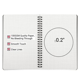 EUSOAR Graph Paper Notebook, A5 3Packs 5.5"x8.3" 120 Pages Hardcover Paper Notebook Journals, Wirebound Journal Sketch Notebook for Engineering Math Science College Office Note Taking Writing-3 Colors