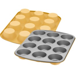 Original Kaiser Happy Colors Muffin Tray for 12 Muffins, Muffin Mould 38 x 27 cm, Non-Stick Coating, Standard Size, Cupcake Moulds, Exciting Orange, Orange