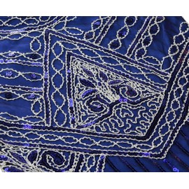 Women's Vintage 1920s Sequin Beaded Tassels Hem Flapper Dress w/Accessories Set (2X-Large, Style03-Blue)