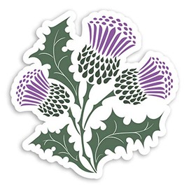2 x 10cm Pretty Purple Thistle Vinyl Stickers - Scotland Luggage Sticker #31637 (10cm Tall)