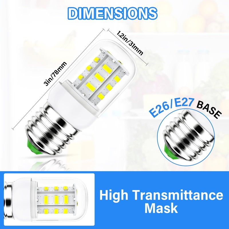 KEI D34L Refrigerator Bulb 5304511738 LED Refrigerator Light Bulbs Compatible