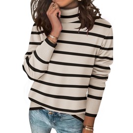 Zeagoo Women's Turtleneck Sweater Long Sleeve Spilt Hem Casual Knit Pullover Chunky Fall Winter Jumper Top 2025