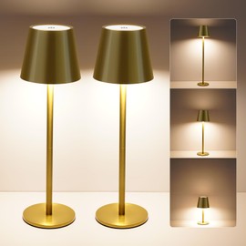 VARICART Cordless Table Lamp with 3 Adjustable Heights, 5000mAh Rechargeable Battery Operated Lamp, 3 Color Stepless Dimmable Touch Lamp, Portable Metal Table Lamp for Dining/Bedroom/Outdoor (2 Pack)