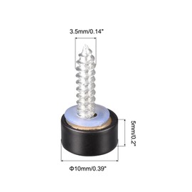 uxcell Mirror Screws, 10mm/0.39", 6Pcs Brass Decorative Cap Screws Cover Nails Fasteners for Mirror Tables Bath Plates Wardrobes Glass Signs, Black