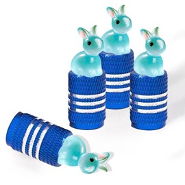 4Pack Rabbit Tire Valve Stem Caps Rabbit Car Accessories Aluminum Alloy Universal Dust Covers Tire Air Cap for Car,SUV,Bike, Motorcycle,Interesting Practical Tire Decor,Rabbits Gifts Decor
