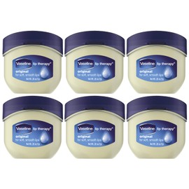 Vaseline Lip Therapy Original Mini, White Petrolatum, Advanced Moisturizer, Relieves Dull and Dry Skin, Mini Vaseline Petroleum Jelly, Soft & Smooth Vaseline Lips (Pack of 6-0.25 Oz Ea) 