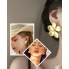 Zeayebsr 1 Pair Large Flower Earrings Gold Metal Floral Stud