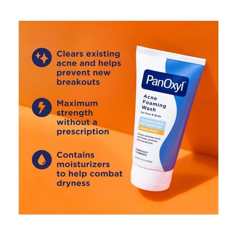 PanOxyl Acne Foaming Wash Benzoyl Peroxide 10% Maximum Strength Antimicrobial,