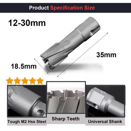 SagaSave 18.5MM x 35MM High Speed Steel Cyclone Annular Hole Cutter，Metal Hole Saw for Stainless Steel, Metal, Iron, Steel, Brass,Wood 1PCS