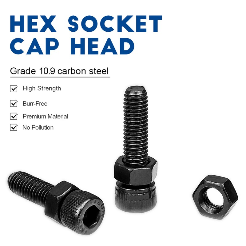 480PCS M3 Hex Socket Head Cap Screw Bolts Nuts Assortment