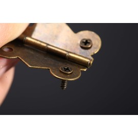 Dophee 12Pcs Hinge Antique Brass Butterfly for Jewelry Chest Box Wood Cabinet Door Deco - Small