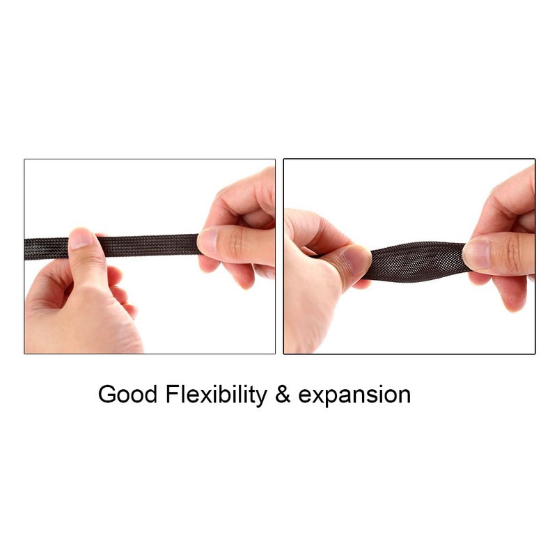 25ft - 1/8 inch PET Expandable Braided Sleeving – Black