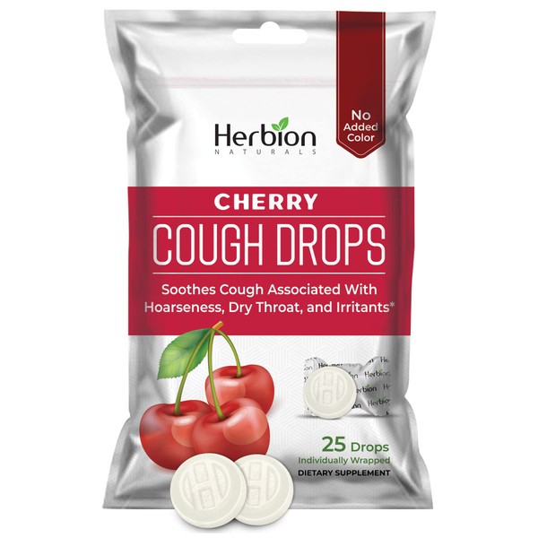 Herbion Naturals Cough Drops Cherry Flavor 25 Count Bag