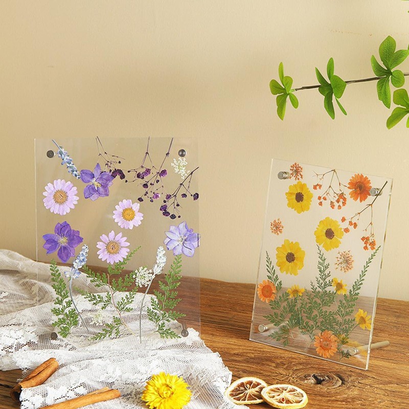 HZIYOU Acrylic Picture Frame, Pressed Flower Frame Handmade, Frameless Floating