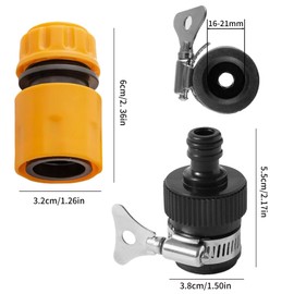 HAFRILY Hose Pipe Tap Connector 16-21mm Mixer Tap Universal Tap Connector for Hose Pipe Adjustable Stainless Steel Collar for Garden Kitchen Bath Laundry