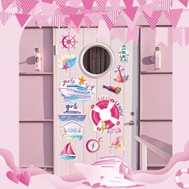 Dazoratix Girls Trip Cruise Decorations - 12 Pcs Ship Cabin Door Magnets Stateroom Accessories Anchor Palm Magnetic Stickers for Girl Party Holiday Summer Carnival Decals Fridge Locker Decor