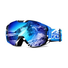 FEISEDY Ski Goggles, OTG Snow Sport Goggles for Adult Youth, Anti-Fog UV400 Protection Bendable Dual-Lenses B2961