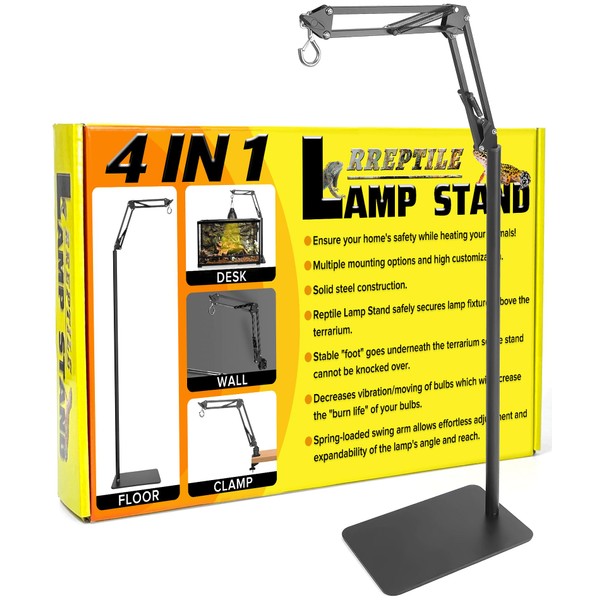 4 IN 1 Metal Reptile Lamp Stand with Swing Arm