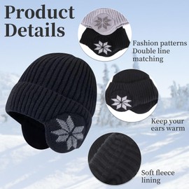 EOAMGO Beanie Hat Men, Winter Hats for Men, Thermal Hat, Unisex Classic Knit Beanie, Skull Caps for Men, Soft Warm Knitted Hat (UK, Alpha, One Size, Grey)