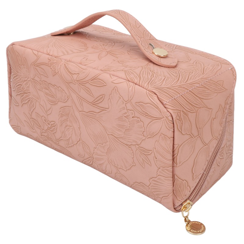 Make Up Cosmetic Bag PU Leather 180 Degree Opening Large