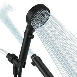 DOILIESE Shower Head with Handheld Spray High Pressure Shower Head with ON/Off Switch, 3-Modes Shower Head with Hose, Matte Black