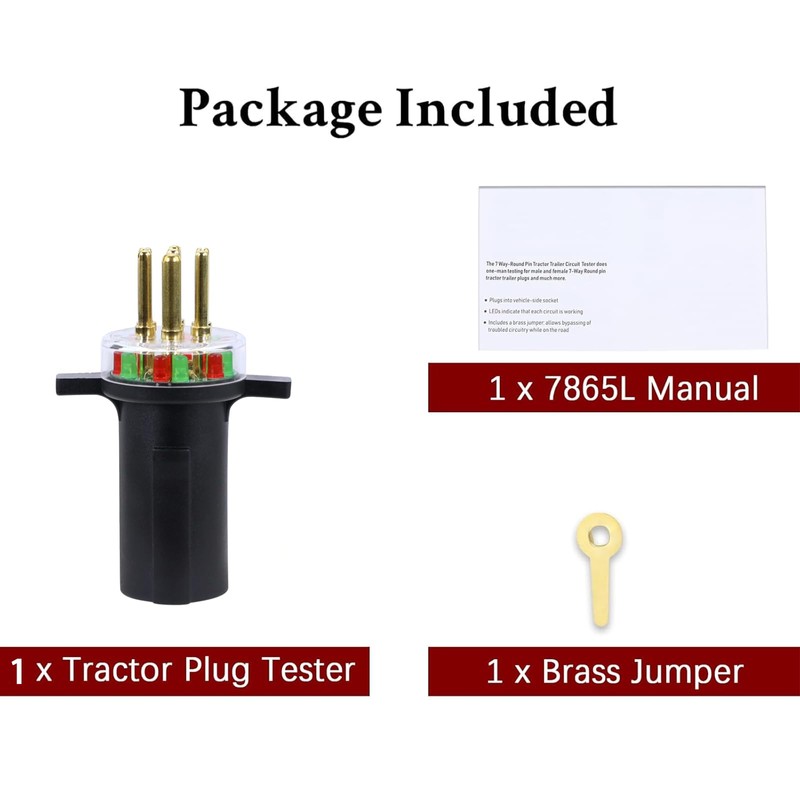 KOONDHEEND 7-Way Round Pin Trailer Truck Circuit Plug Tester Replace