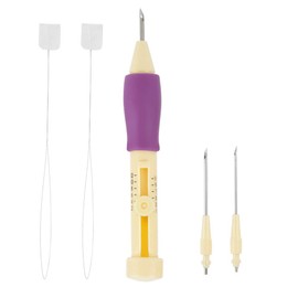 Embroidery Needle Punch Kit Tool, with 3 Sizes Needle Pen for DIY Craft (Yellow and Purple Gradient)