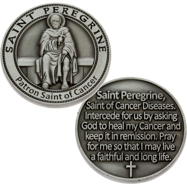 St. Peregrine Cancer Coin Silver Pewter