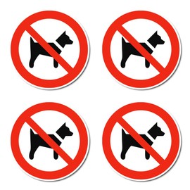 No need to carry dogs, prohibited signs: P021 - DIN EN ISO 7010 / ASR A1.3 - sticker: diameter 7.5 cm, pack of 4