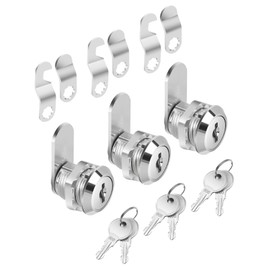 Bates- Cabinet Locks with Keys, 5/8", 3 Pack, Cam Locks for Cabinets Keyed Alike, File Cabinet Lock with Key