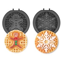 DASH Multimaker Mini System Two 4” Nonstick Removable Waffle Plates (Gingerbread & Snowflake) - 2Pc Plate Pack for Waffle Iron & Griddle, Compatible with Dash MultiMaker Mini System, Nonstick Surface