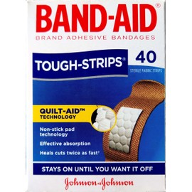 Band-Aid Waterproof Tough Strips 40 Pack |Non-stick pad technology| Strengthened protection| Super Stick