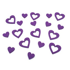 Heart Table Decoration (Two Sizes) Made of Felt - for Wedding, Anniversary, Valentine's Day and Crafts (Purple)