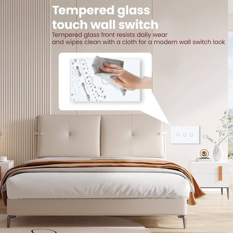 1000W Touch Light Switch No WiFi,4.65 × 2.83 × 1.34